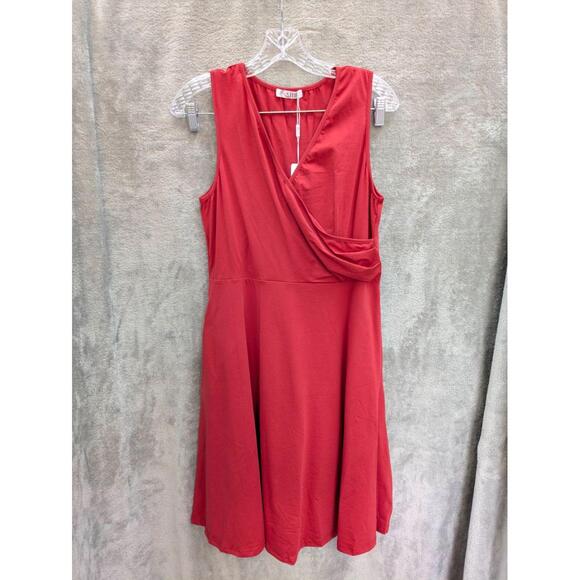 Dresses & Skirts - Kilig Dress Womens Large A-Line‎ Sleeveless Draped V-Neck Red